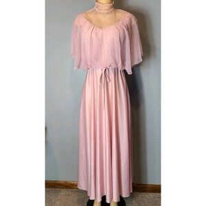 Vintage 80s Prom Dress Pink Coquette Regency Fairy Wedding Lace Dainty Sz Small